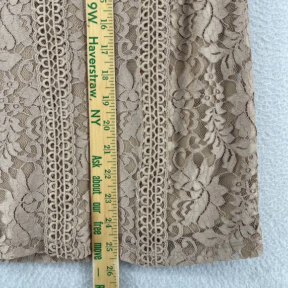 CABLE & GAUGE Tank Top XS Floral Lace Overlay Blouse Mock Neck Brown NEW - Picture 11 of 12